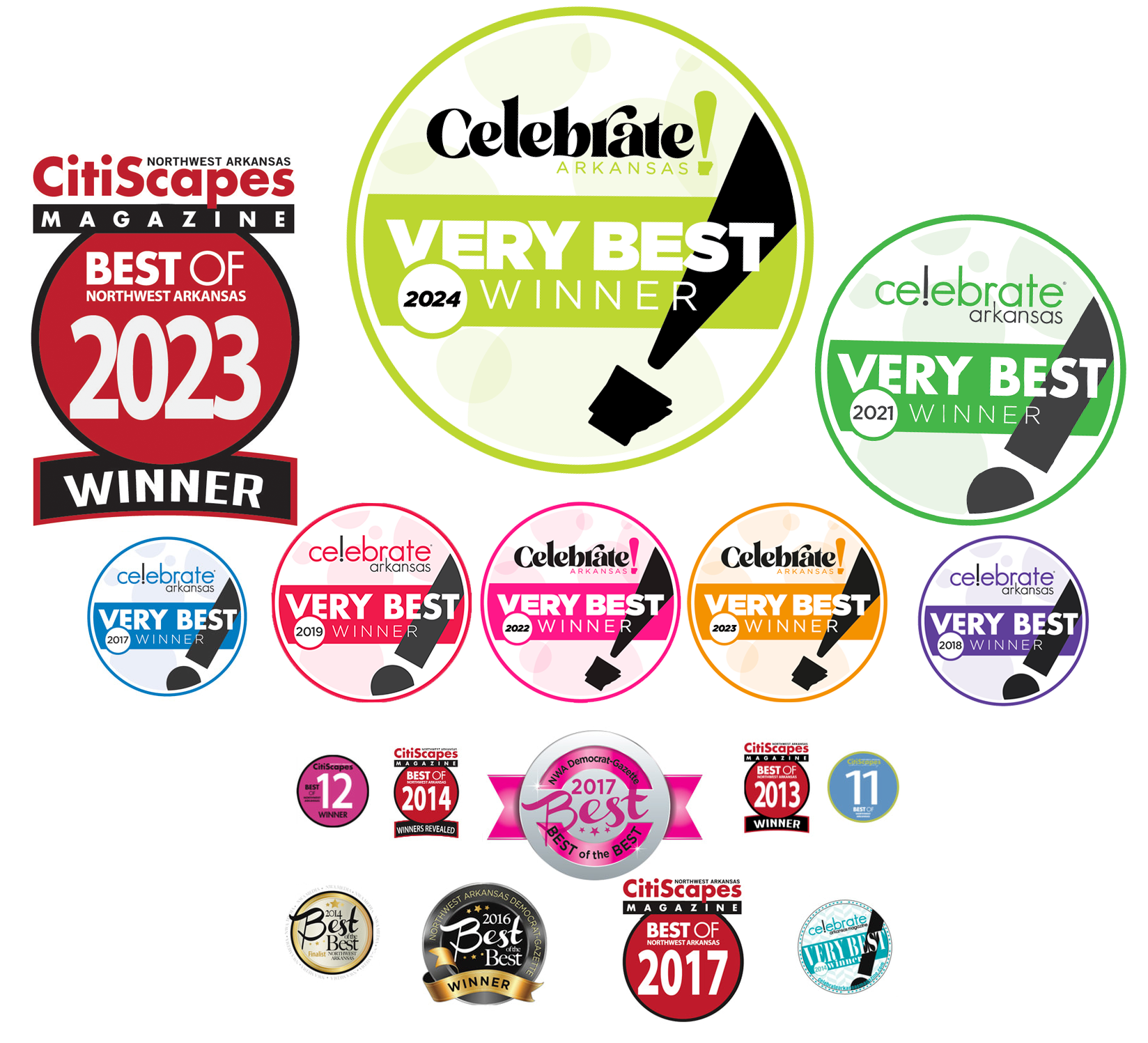 Collected CitiScapes and Celebrate Arkansas Best-of and Very-Best awards, various years through 2024